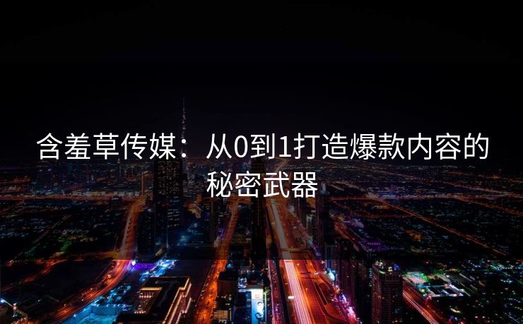 含羞草传媒：从0到1打造爆款内容的秘密武器