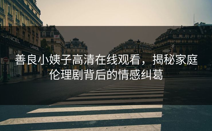 善良小姨子高清在线观看，揭秘家庭伦理剧背后的情感纠葛  第1张