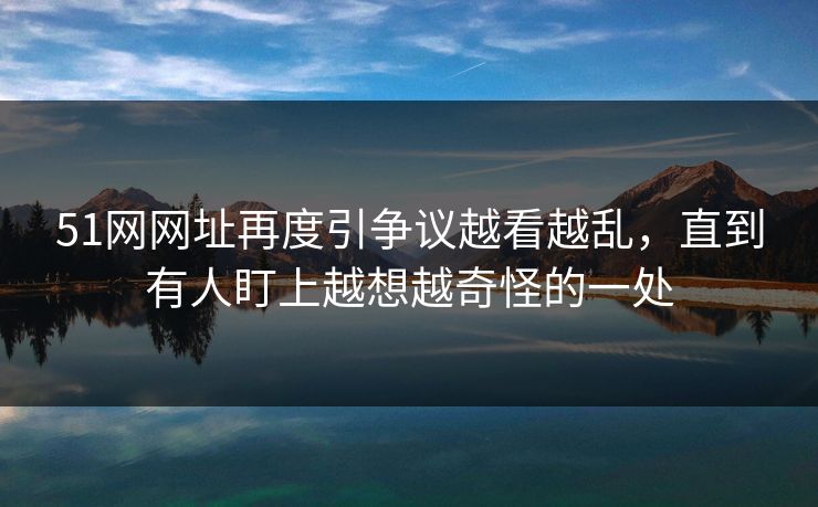 51网网址再度引争议越看越乱，直到有人盯上越想越奇怪的一处